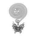 Collier punk rock en acier inoxydable argenté avec pendentif crâne et pistolets - Crâne de Mitraillette Argenté + Chaîne Cubaine de 5mm