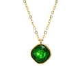 18K gold plated stainless steel necklace with square emerald green zircon pendant - 18K Gold / Green Zirconia