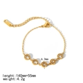 Bracelet tendance en acier inoxydable plaqué or 18 carats avec cinq pierres de zircone - |tb5058-rd