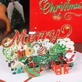 Biglietto di auguri 3D per Natale con scritta Merry Christmas e motivi di Babbo Natale - Natale Rosso
