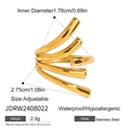 Macro detail of multi-layer 18k gold plated stainless steel ring with size dimensions - Multi-layer Wrap Style (JDRW2408022)