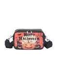 Halloween pumpkin and black cat print crossbody square bag with wide shoulder strap - Pumpkin Cat Theme (款五)