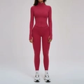 Ensemble de yoga rouge rose avec veste zippée et legging de sport taille haute - S / Veste + Leggings - Rouge Cerise