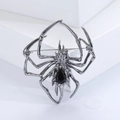 Spider brooch in gunmetal black finish featuring a faceted black teardrop gemstone inlay - Spider / Black