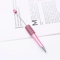 Pink DIY beadable pen with elegant pink rhinestones and metallic finish for business - Black Ink / Mocha Coffee