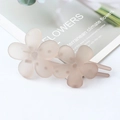 Matte finish pink and purple double flower hair clips with U-shaped design for women - Light Coffee
