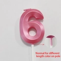 Pink number 6 birthday candle with white base pole for cake decoration - Number 6 / Pink