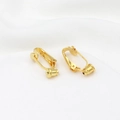 Detail of 18K gold plated earring converter with spring screw and pain-free U-shape design - Type 3 Bullet Oval Converter 18K Gold