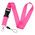 Adjustable pink nylon lanyard with quick release buckle and metal lobster clasp - Lanyard Only / Pink