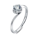 Classic S925 silver moissanite ring with round clear stone in elegant silver finish - US 5.25 / Bud-0.5ct