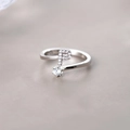 S925 sterling silver ring featuring a letter P design with white cubic zirconia pavé - Letter P