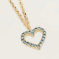 Elegante S925 Silber Herz Kette mit blauen Steinen und goldener O-Kette für Damen - Gold Blau Zirkonia