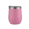 Pink matte 12oz insulated stainless steel wine tumbler with clear plastic lid - 12oz / Gray