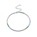 Rainbow cubic zirconia S925 sterling silver bracelet with lobster clasp and extender - 2mm Zirconium Electroplated White Gold Length: 21.5 + 5cm Weight: Approx. 4.2g