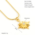 18k gold plated stainless steel sunburst necklace with central rhinestone pendant - 16-Pointed Sunburst Star Pendant (ZYG1613)