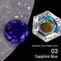 Royal blue faceted crystal diamond lid with hexagonal clear glass nail art container - Sapphire Blue Diamond Crystal Cup