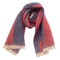 Detail of red and navy blue jacquard knit scarf showing rich textured bouclé yarn weave - 190x40+3cm / 03# Navy Red
