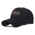Schwarze Baumwoll-Baseballkappe mit bestickten Air Force-Flügeln und rotem Stern - Schwarz