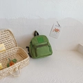 Lightweight kindergarten grass green mini backpack with cute Girl Cats logo label - Dark Green