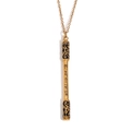 18K vergulde roestvrijstalen ketting met Monkey King staf hanger en zwart emaille - Ruyi Jingu Bang Hanger Ketting (DSMN240715025) / Goud