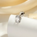 Minimalist silver stud earring featuring an oval cubic zirconia with four-prong setting - White Oval Zirconia Cartilage Stud (A849-1) / A849-1# White (Single)
