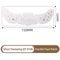 Waterproof silver butterfly freckle tattoo sticker for face makeup, size 150mm x 52mm - Silver Stamping Freckle Face Patch(QT-0106)
