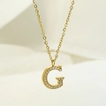 Elegant gold-plated G-letter pendant necklace with sparkling white zircons - Letter G / Gold