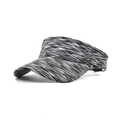 Detailed texture of breathable space-dye fabric on a striped sports sun visor hat - M (56-58cm) / Black