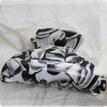 Classic large acetate hair claw clip with black and white marble ink texture pattern - Cow Print