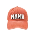 Berretto da baseball vintage arancione in cotone con ricamo MAMA e cinturino regolabile - Adulto MAMA Berretto da Baseball / Arancione