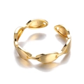 Detailed close-up of golden oval leaf chain links on an adjustable open ring - Oval Leaf Chain Link