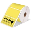 Yellow decorative rectangular self-adhesive thermal shipping labels with glass handle with love text - 3*2 Inch-500pcs (Roll)-Glass / Yellow
