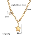 Parure collier en acier inoxydable avec pendentifs étoiles or et argent et grosse maille - Collier Pendentif Double Pentagramme (TN5153)