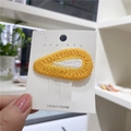 Yellow and white embroidered teardrop hair clip on display card with hand grip - 8# White Center Water Drop Yellow