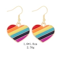 Rainbow heart drop earrings with colorful enamel stripes and gold-tone alloy hooks - Heart Rainbow Stripe