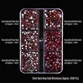 Rose gold ss3 rhinestones for nail art in 6-grid box with shiny silver base finish - Rose Gold Silver Bottom (105)