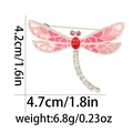 Dimensiones detalladas del broche de libélula: 4,7 cm de ancho con diamantes de imitación - Libélula Rosa