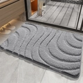 Tappeto da bagno grigio con trama a onde, tappetino assorbente per bagno moderno - 40x60cm / Grigio Chiaro (Serie Stuart)