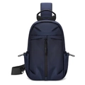 Moderne dunkelblaue Oxford-Brusttasche für Herren mit Reißverschluss und Kordelzug - Blau