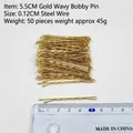 Épingles à cheveux dorées ondulées en U de 5,5cm en fil d'acier 0,12cm lot de 50 - Pince à cheveux ondulée / 5.5cm (50 Pièces/Paquet) / Or