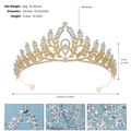 Detail view of gold bridal crown with rhinestone leaves, size 14.5x5.2cm, 61g weight - Net Weight 61g Diameter 14.5cm Height 5.2cm / Gold