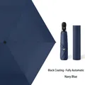 Automatic navy blue folding umbrella with sun protection coating and matching sleeve - Navy Blue (Automatic)