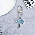 Korean style lightning cloud keychain with blue resin cloud and silver metal lightning charm - Blue Lightning