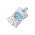Detail of silver hammered metal rectangular pendant with turquoise heart inlay - Platinum with Turquoise Heart Pendant