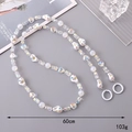 60cm ABS pearl crossbody phone lanyard with iridescent cubes and heart beads - K3097 11 Irregular Pearls Crossbody Chain