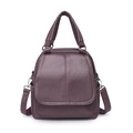 Mochila de cuero sintético púrpura oscuro de gran capacidad con fina textura lichi - Morado
