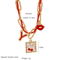 Details des rot gewebten Seilarmbands mit goldenem Y-Buchstaben, Lippen- und Kirschanhängern - Armband / Rotes Armband (Style 4)