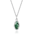 Vintage S925 sterling silver necklace with marquise-cut green opal and striped lace frame - 925 Silver / Moss Agate Style (Pendant Only (Without Chain))