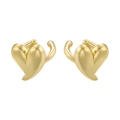 Poliertes goldene Herz-Ohrringe mit minimalistischem fließendem 3D-Design und Metallglanz - Gold Herz