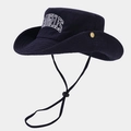 Navy blue cotton fisherman hat with Los Angeles embroidery and adjustable chin strap - One Size / Dark Blue